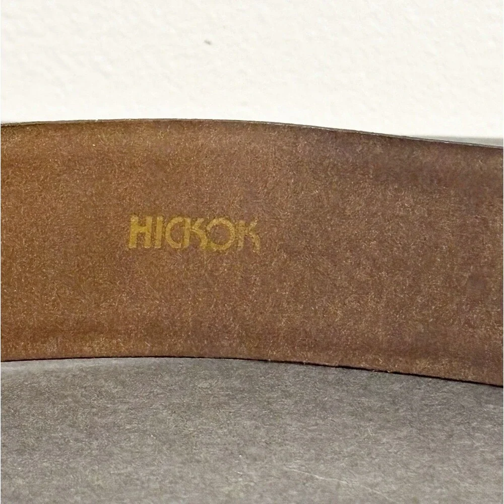 Men's Hickok Belt Makers Brown Leather Made On Cowhide Cashmere Suede Size 34